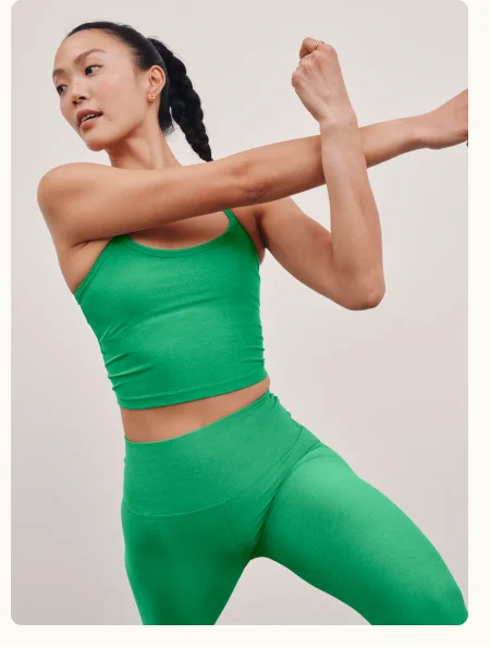 Spacedye Slim Racerback Cropped Tank in Green Grass Heather