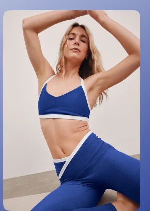 Spacedye Outlines Bra in Electric Royal Heather/Cloud White