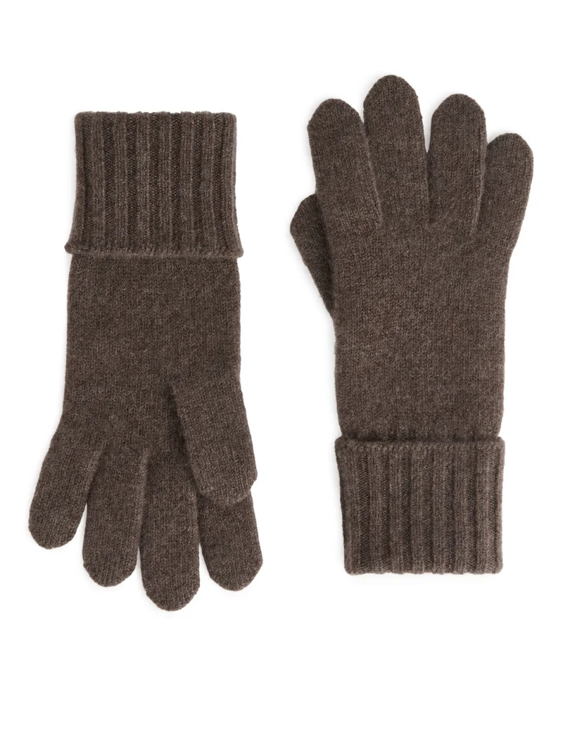 Knitted Cashmere Gloves Brown