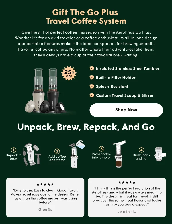 This holiday season, we’re filled with gratitude for the incredible AeroPress community and the inventor who started it all. Alan Adler’s passion for creating the perfect cup of coffee led to the invention of the AeroPress Original - a brewer that would go on to change the way coffee lovers enjoy their brew every day.