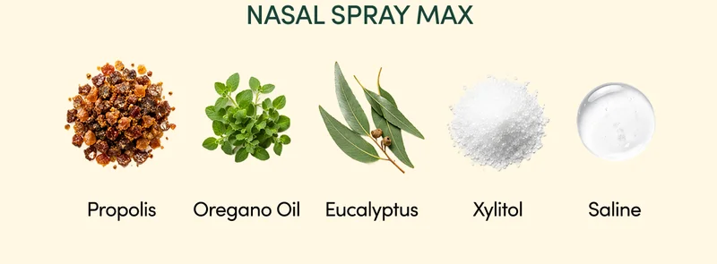 Includes: Propolis Oregano Oil  Eucalyptus  Xylitol Saline