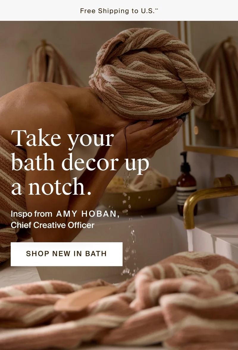 Take your bath decor up a notch. Inspo from our Chief Cretive Officer, Amy Hoban. Shop new in bath