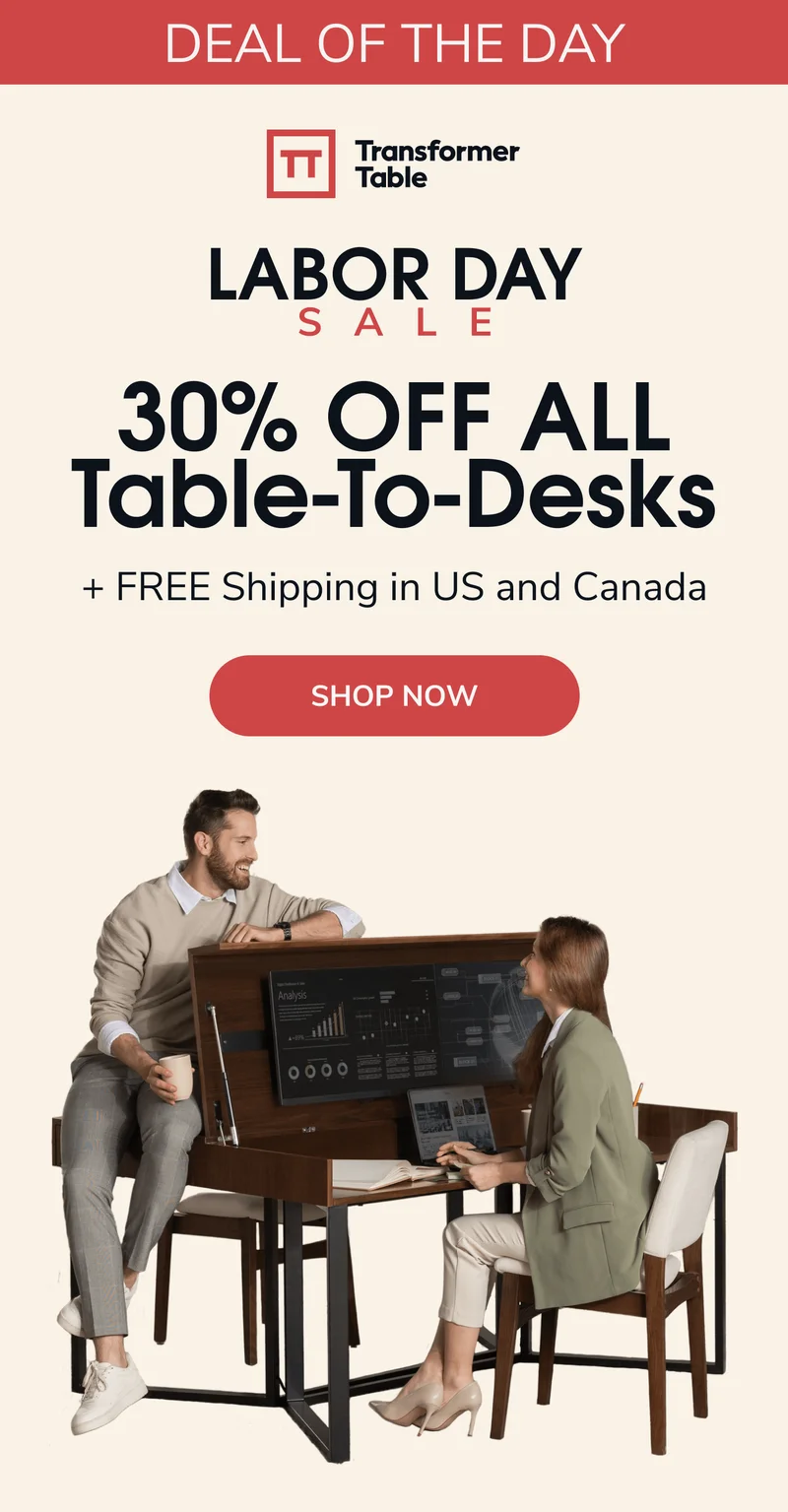 Get 30% Off All Table-To-Desks