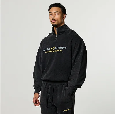 QUICKSTRIKE BLACK 1/4 OVERSIZED 1/4 ZIP SWEATER