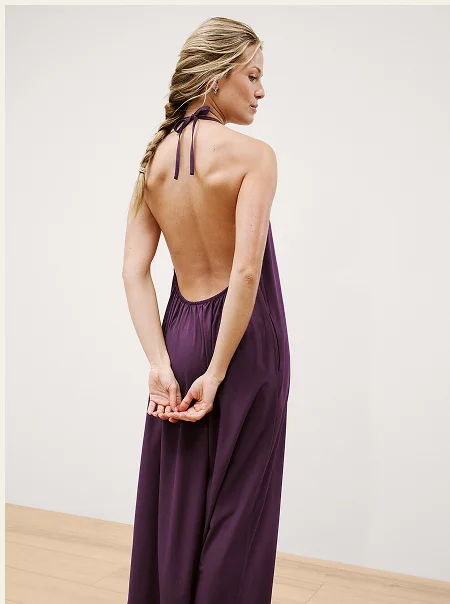 Go With The Flow Halter Dress in Brilliant Blackberry