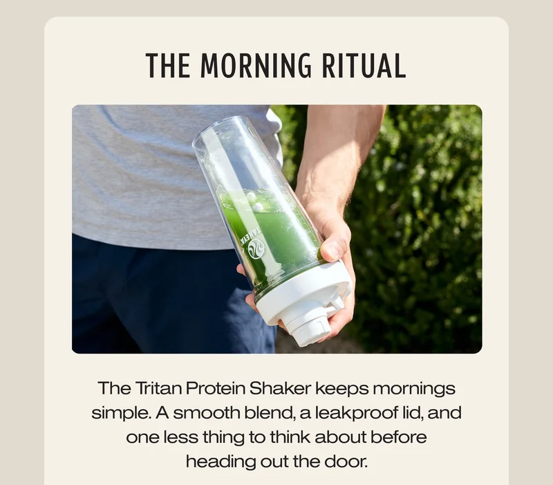 The Tritan Protein Shaker keeps mornings simple. A smooth blend, a leakproof lid, and one less thing to think about before heading out the door.