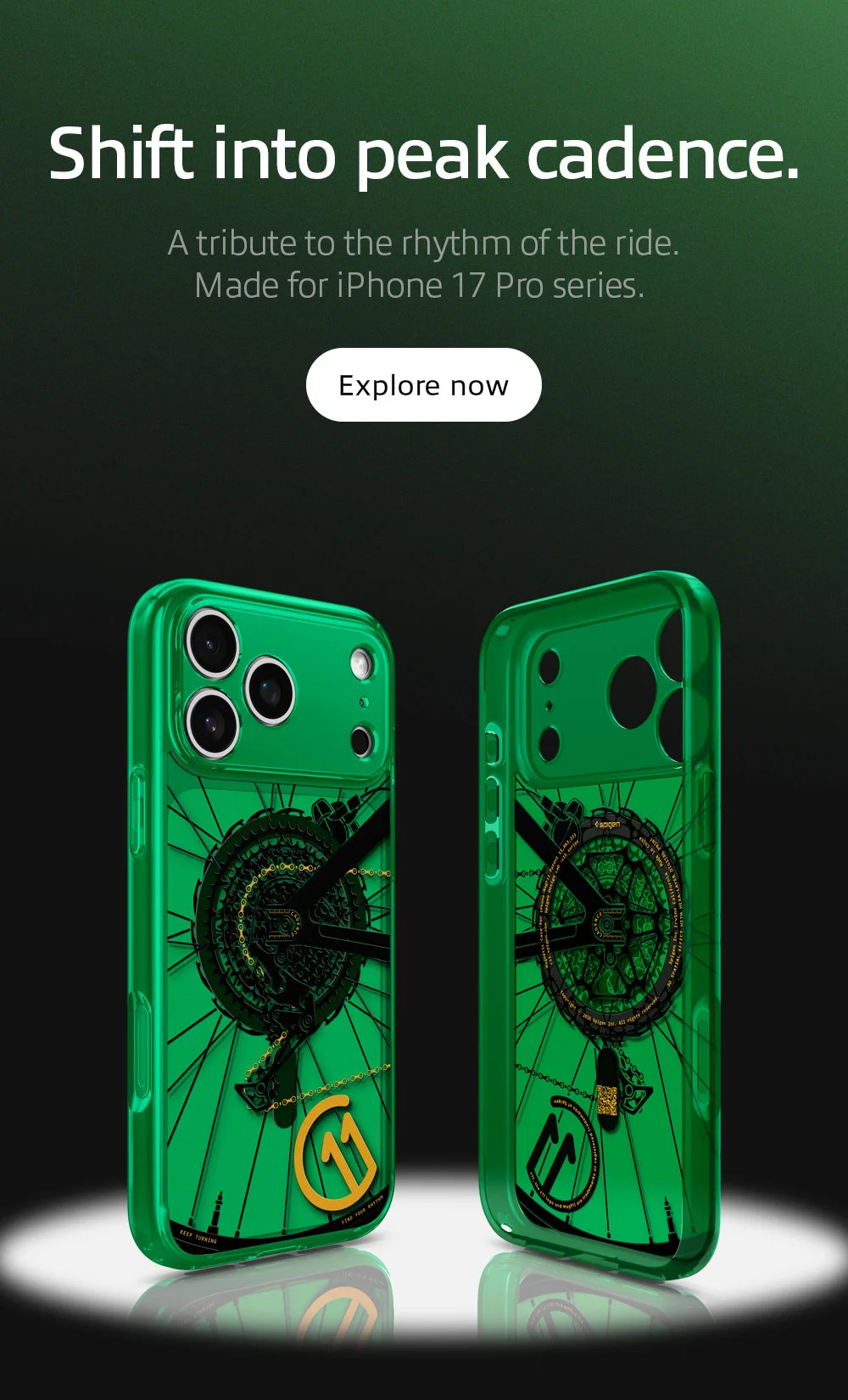 Shift into peak cadence. A tribute to the rhythm of the ride. Made for iPhone 17 Pro series. Explore now.