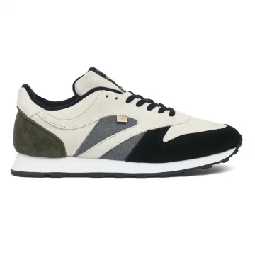 Bannister Trainer in Beige, Grey, Green, Black Suede