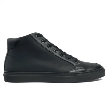 Bowie Hi Top Trainer Boot in Black Waxy/Kudu