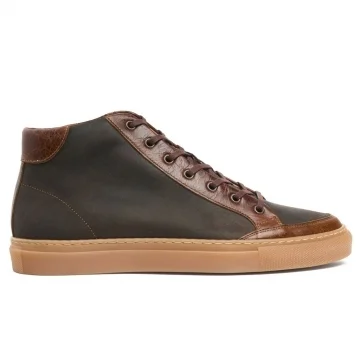 Bowie Hi Top Trainer Boot in Brown Waxy/Kudu