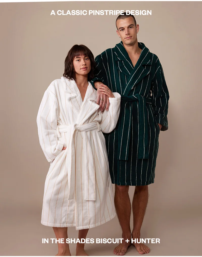 A classic pinstripe design in the shade Biscuit and Hunter