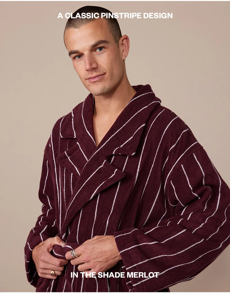 A classic pinstripe design in the shade merlot
