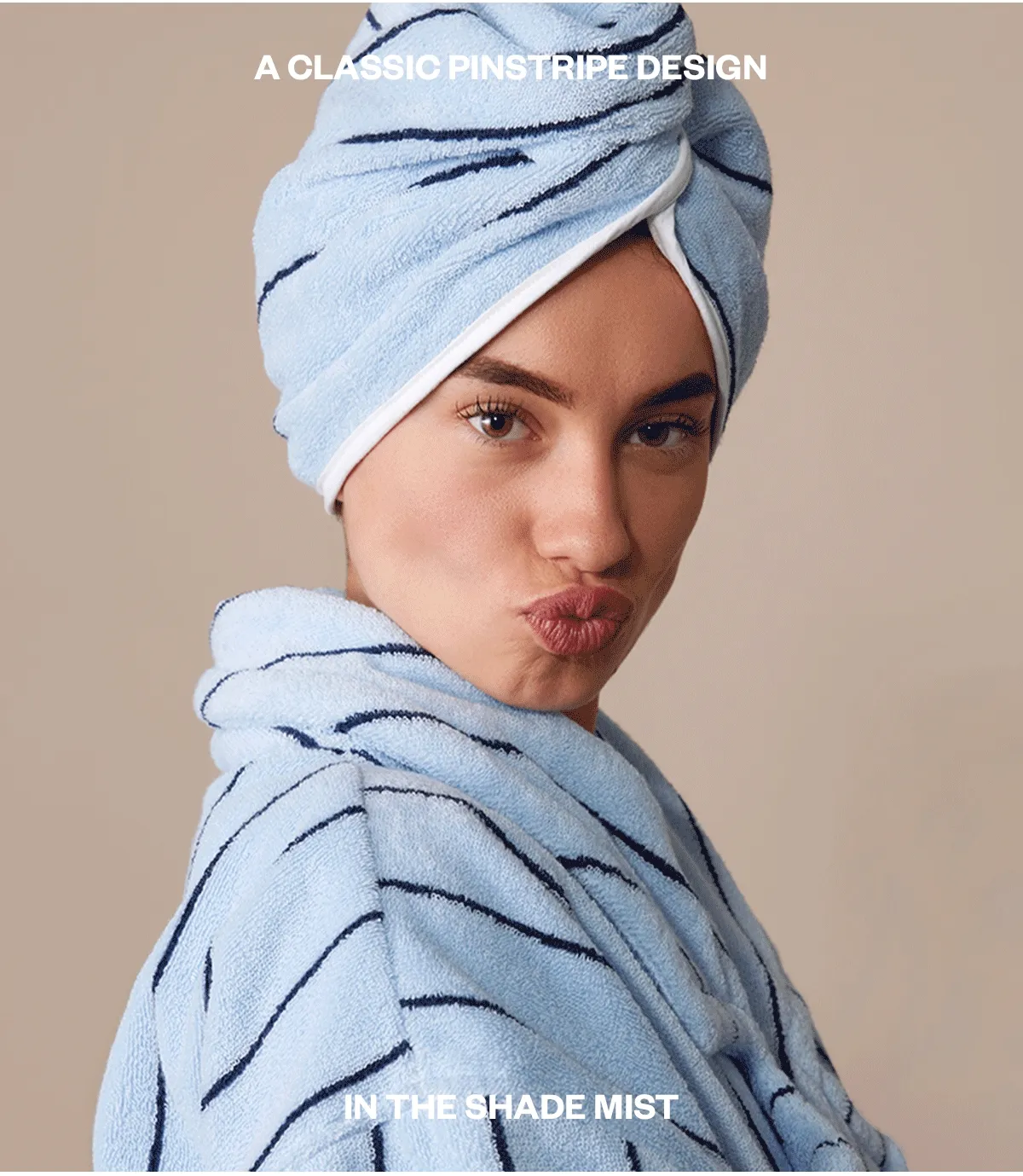 A CLASSIC PINSTRIPE DESIGN IN THE SHADE MIST