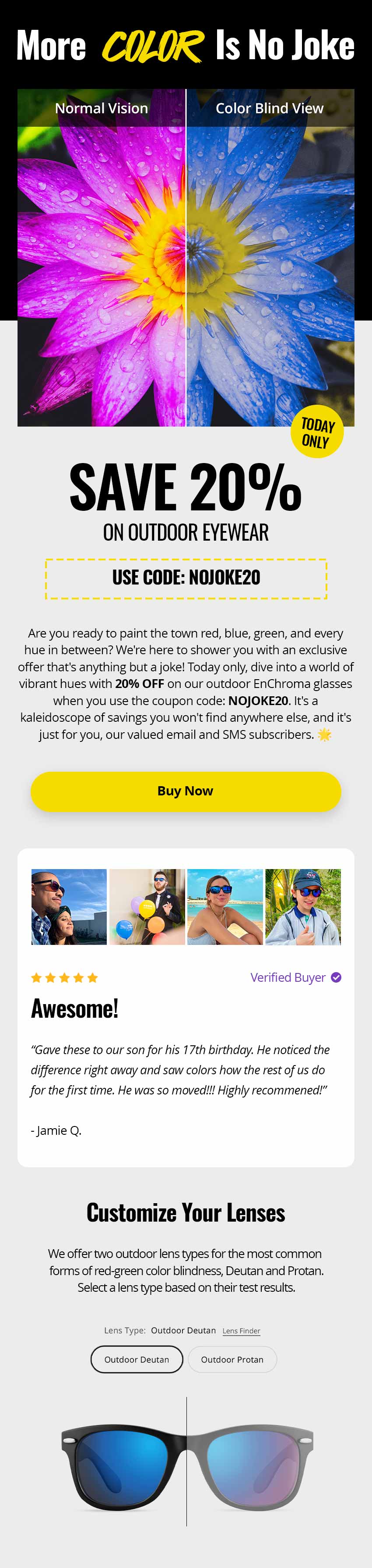 20% OFF Outdoor Eyewear - Use Code: NOJOKE20