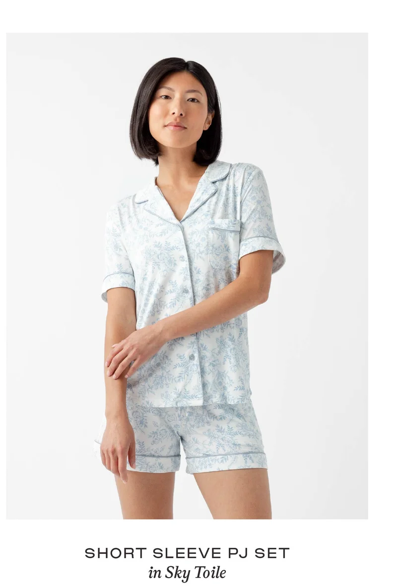 Short Sleeve PJ Set in Sky Toile - Shop Now