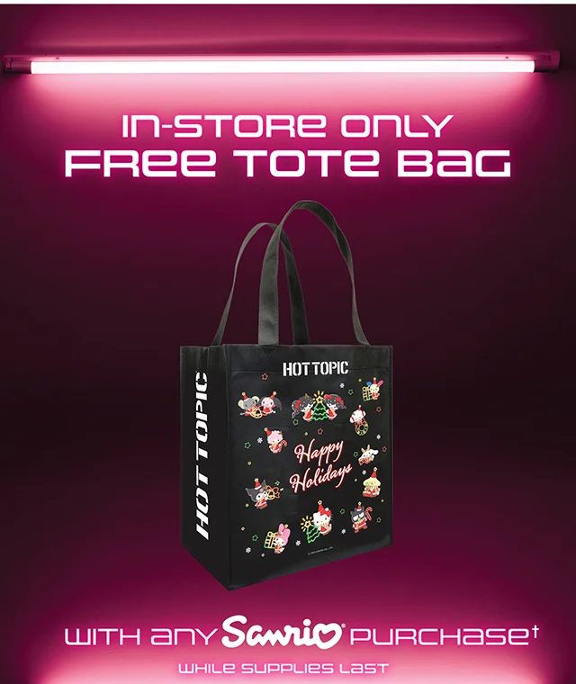 In-Store Only! Free Tote Bag With Any Sanrio Purchase. While Supplies Last. Find A Store