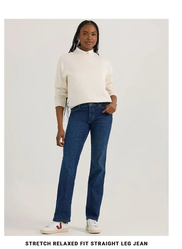 Stretch Relaxed Fit Straight Leg Jean