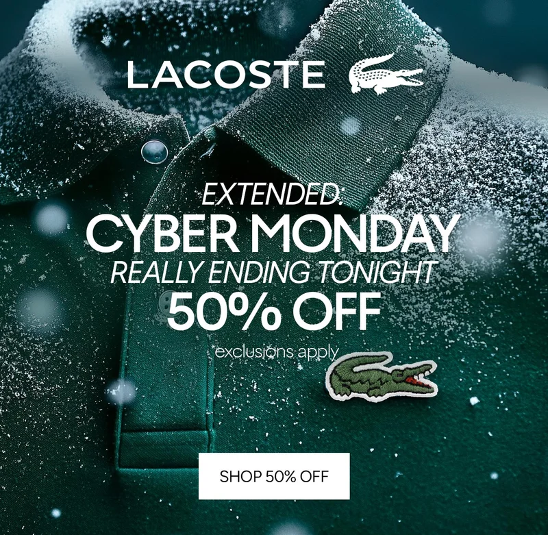 EXTENDED: CYBER MONDAY. (REALLY) ENDING TONIGHT. 50% OFF, *exclusions apply, online only.