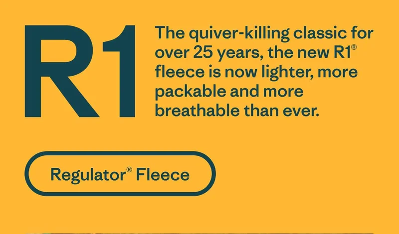 R1. The quiver-killing classic for over 25 years, the new R1 fleece is now lighter, more packable and more breathable than ever.