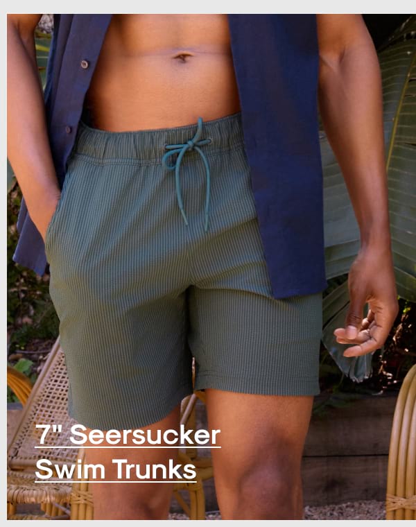 7" Seersucker Swim Trunks
