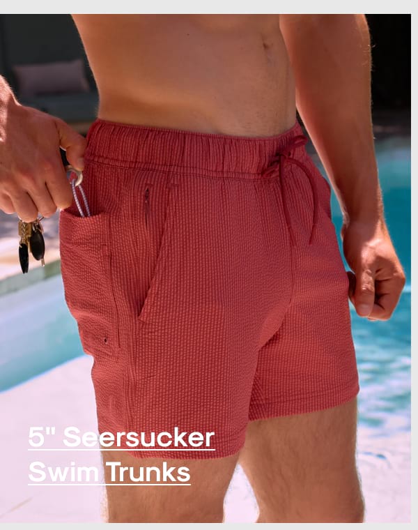 5" Seersucker Swim Trunks