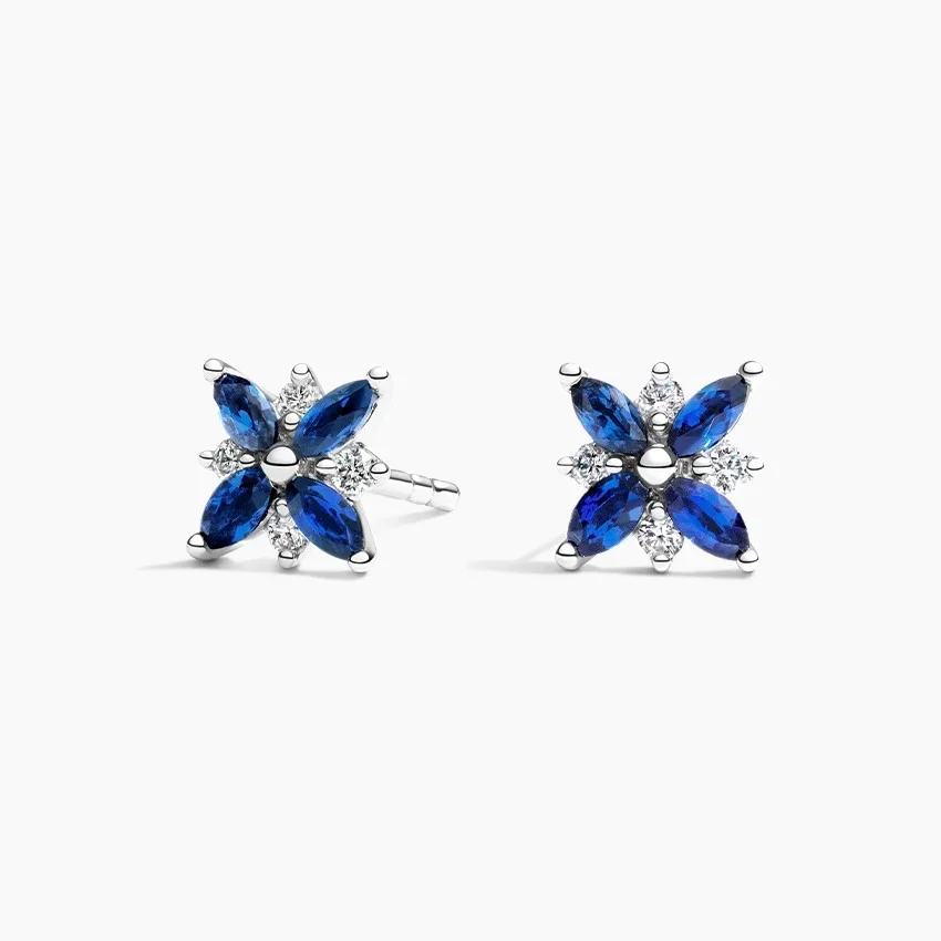 Petal Sapphire and Diamond Earrings