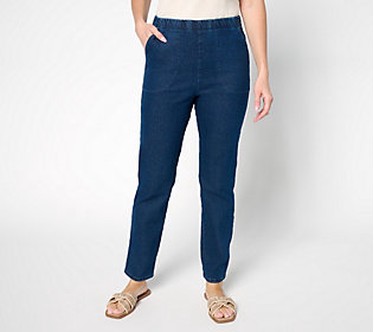 Denim & Co. Tall Indigo Flat Front Denim Side Pocket Pant