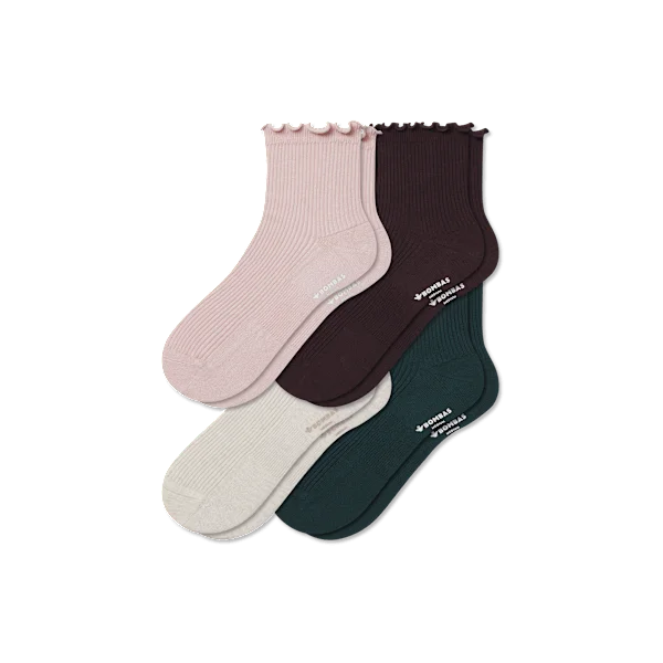 Women's Ruffle Rib Quarter Sock 4-Pack