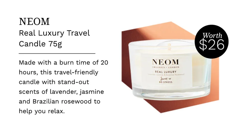 Neom Real luxury travel candle