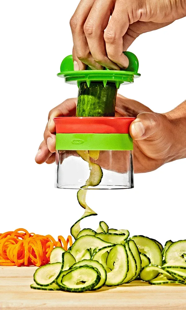 Spiralize while sparks fly. Add style to your plate with the Hand-Held Spiralizer. | SHOP NOW