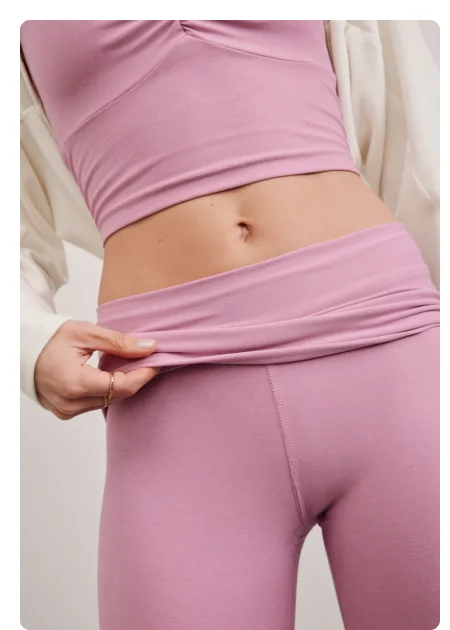 Spacedye Foldover Bootcut Pant in Pink Haze Heather
