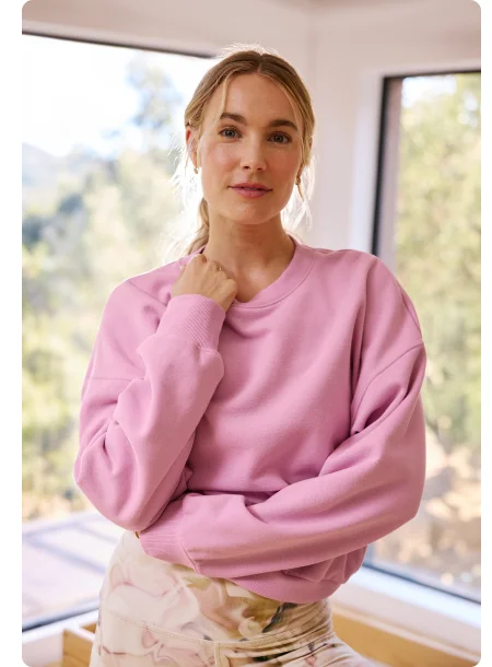 LuxeFleece Crewneck Sweatshirt in Pink Haze