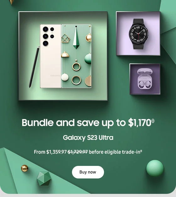 Bundle and save up to $1,170θ
Galaxy S23 Ultra
From $1,359.97 $1,729.97 before eligible trade-inθ
Buy now