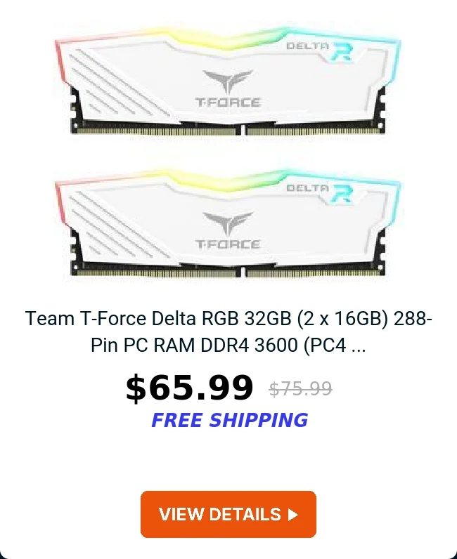 Team T-Force Delta RGB 32GB (2 x 16GB) 288-Pin PC RAM DDR4 3600 (PC4 ...