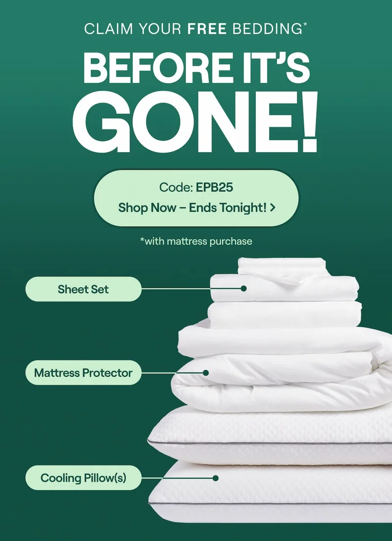 Claim Your Free Bedding* Before It's Gone! Use Code: discount code > (*with mattress purchase)