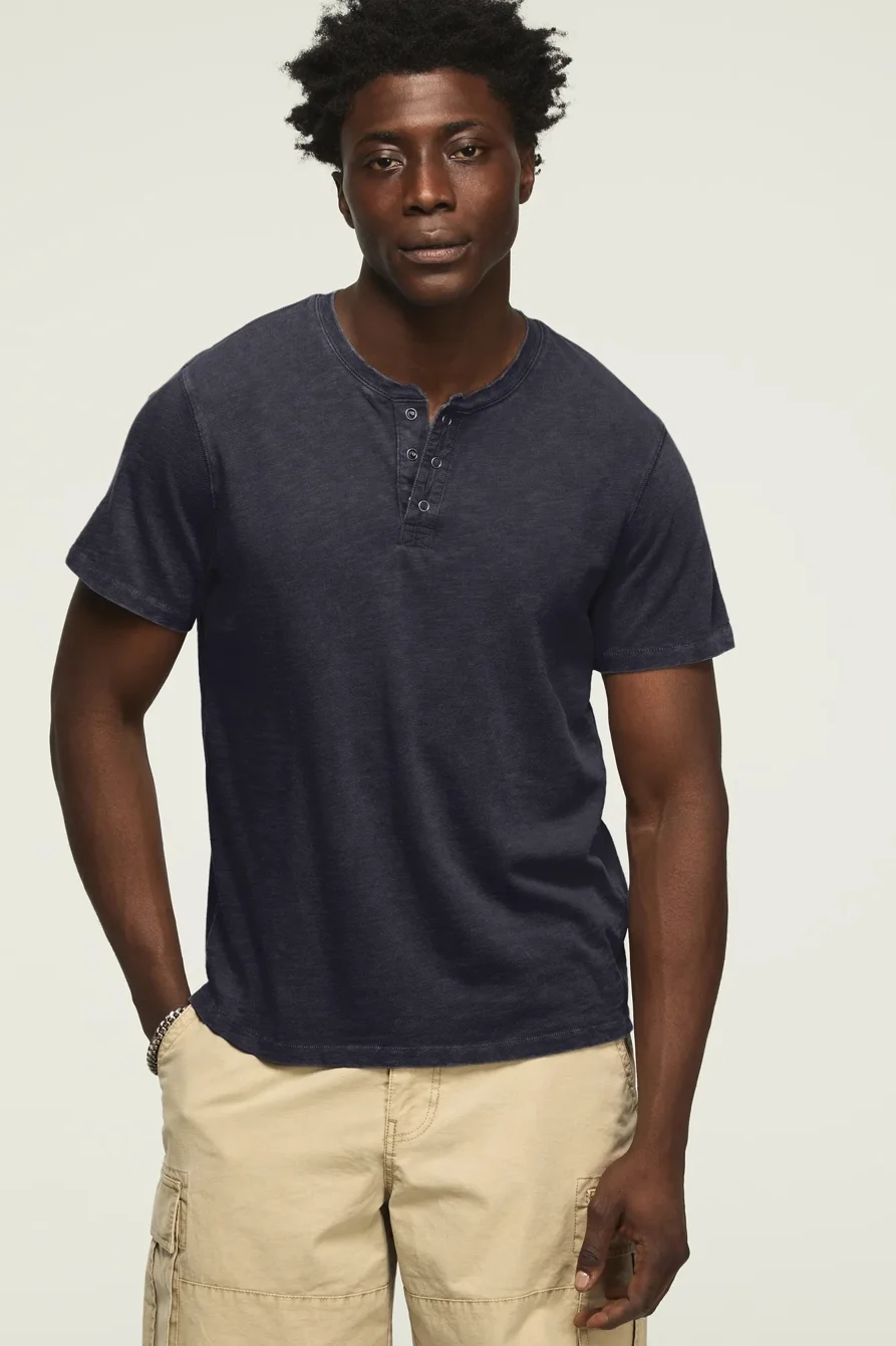 Image of Lucky Brand Weekend Jersey Henley - Men's Clothing Tops Tees Henley Shirt in Bright White