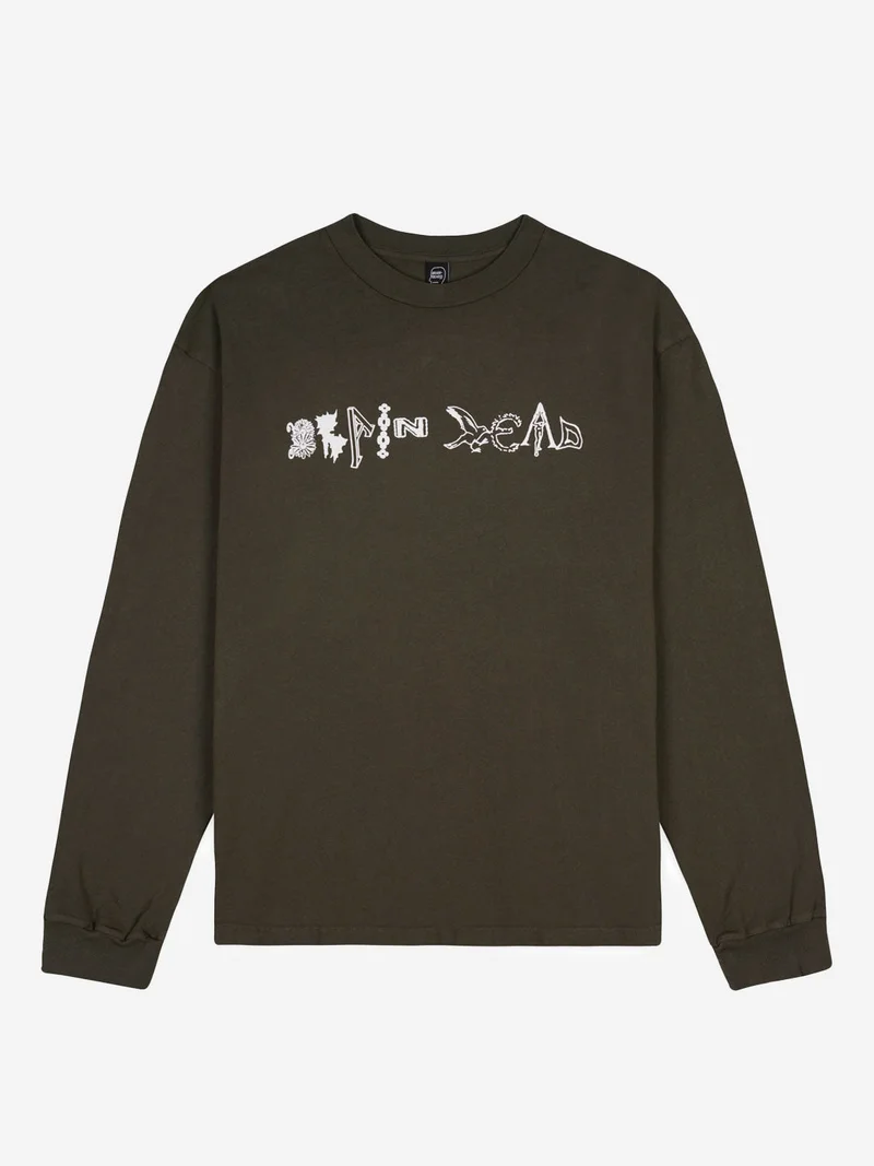 Image of Brain Dead Earth Wisdom Long Sleeve Shirt - Dark Green