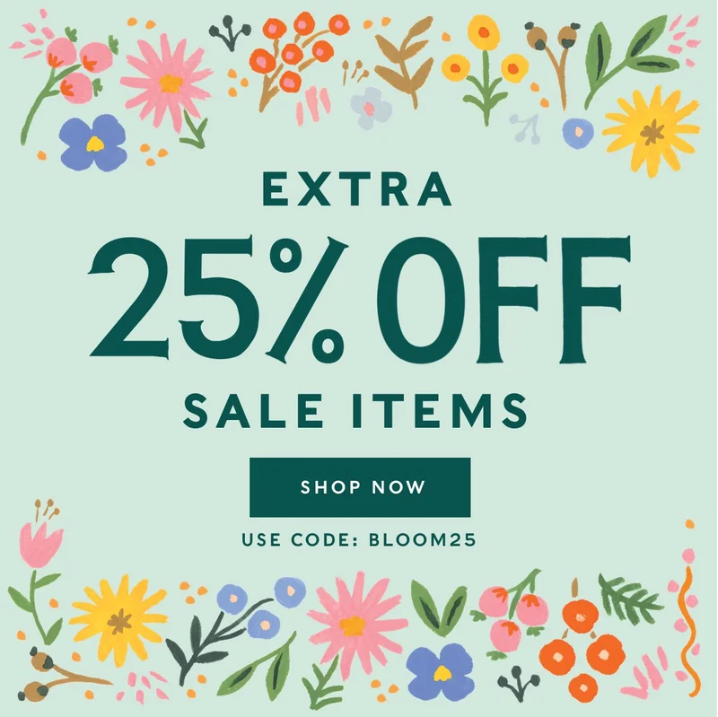 Extra 25% Off Sale Items. Click here to shop now with code discount code