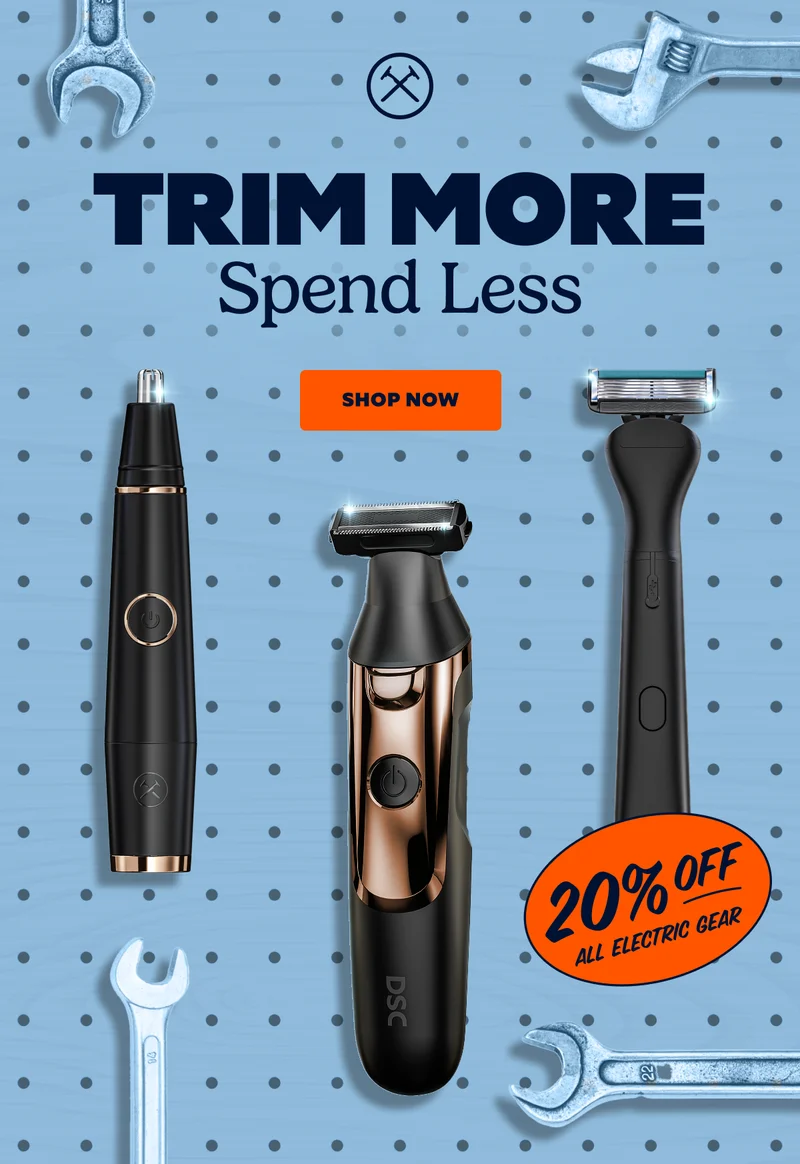 TRIM MORE SPEND LESS | CTA: SHOP NOW | 20% OFF ALL ELECTRIC GEAR