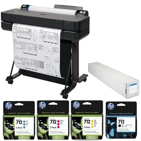 HP DesignJet T630 24" LF Thermal Inkjet,2025,w/Color & 80ml Black Ink,Paper Roll