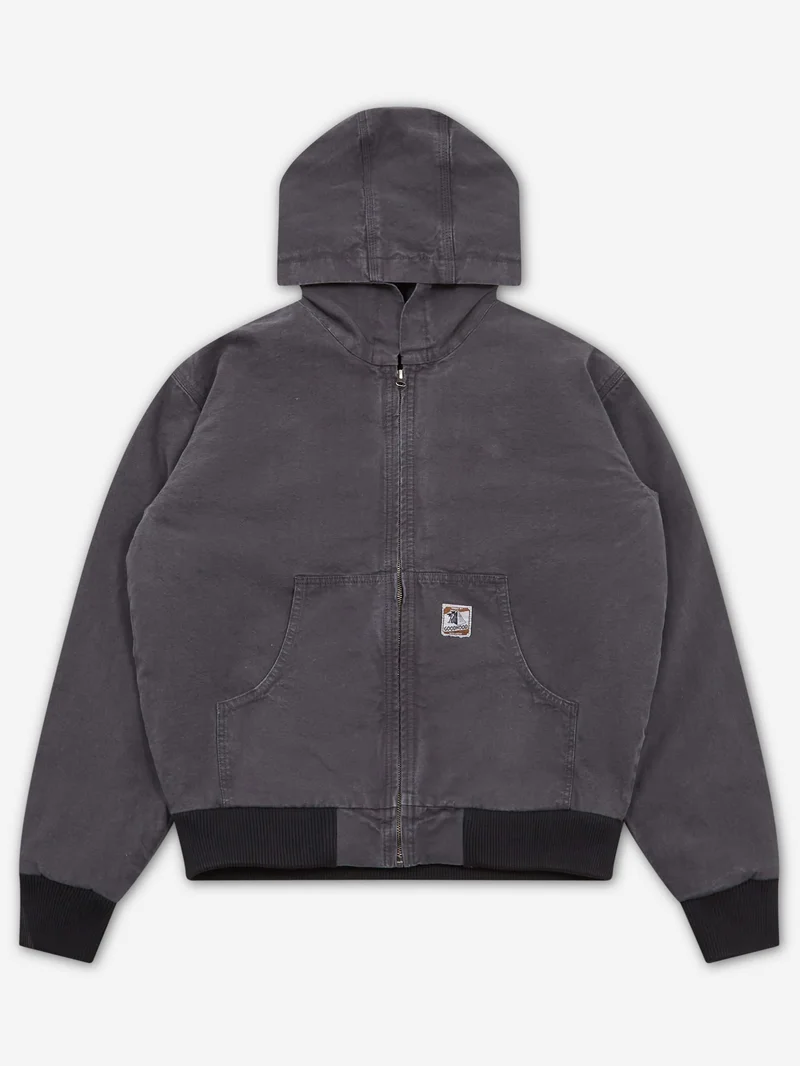 Image of Goodhood Worldwide Warriors Hooded Coat - Faded Black