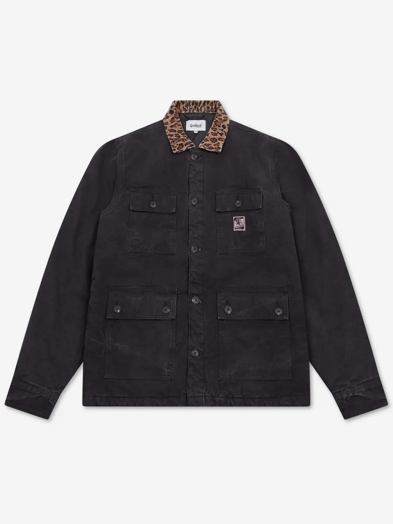 Image of Goodhood Worldwide Workwear Jacket - Faded Black/Leopard