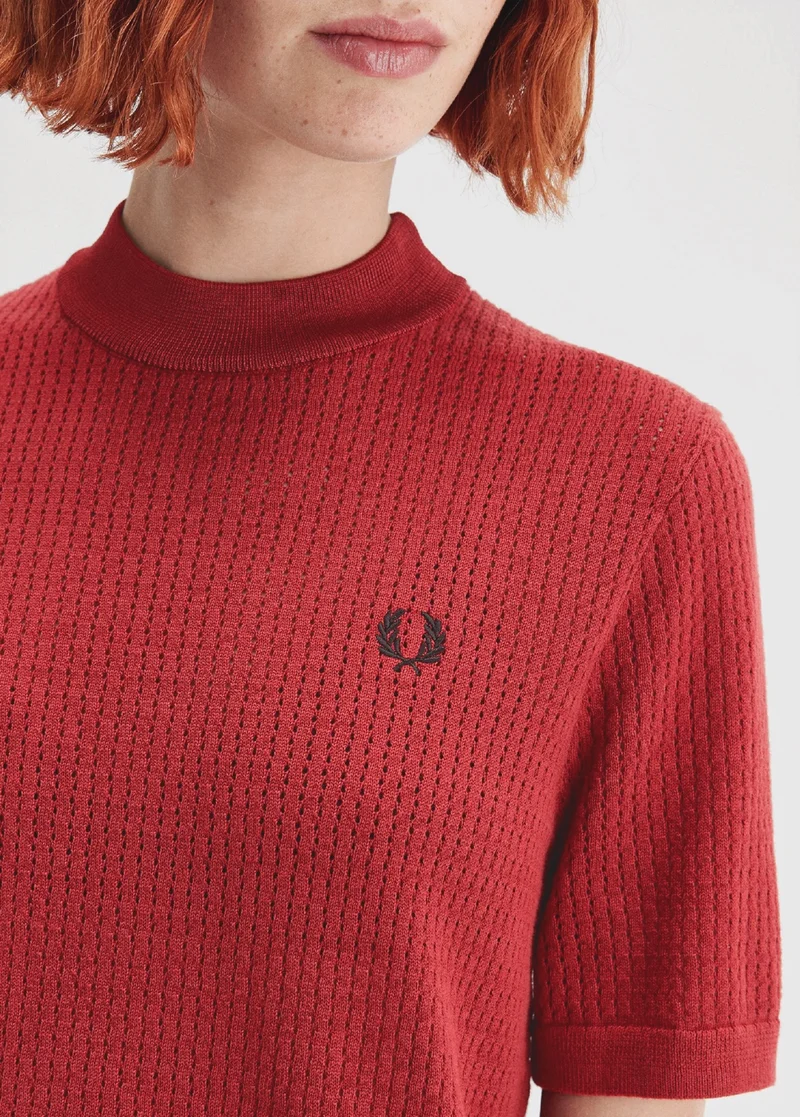 Fred Perry Knitted T-Shirt Burnt Red