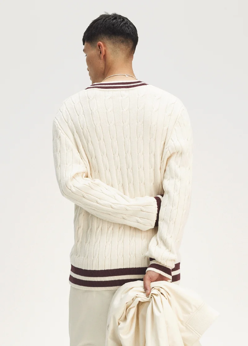 Chosen By Champions Cable Knit Ecru Jumper