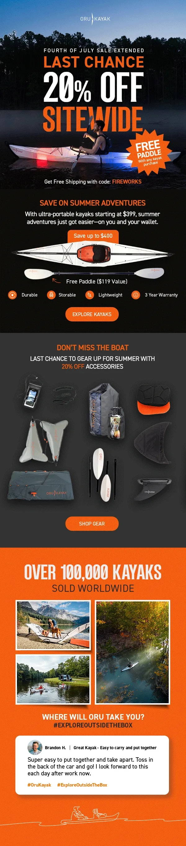4TH OF JULY SALE EXTENDED! SAVE UP TO 40% OFF SITEWIDE + GET A FREE PADDLE WITH KAYAK PURCHASE 4TH OF JULY SALE EXTENDED! SAVE UP TO 40% OFF SITEWIDE + GET A FREE PADDLE WITH KAYAK PURCHASE