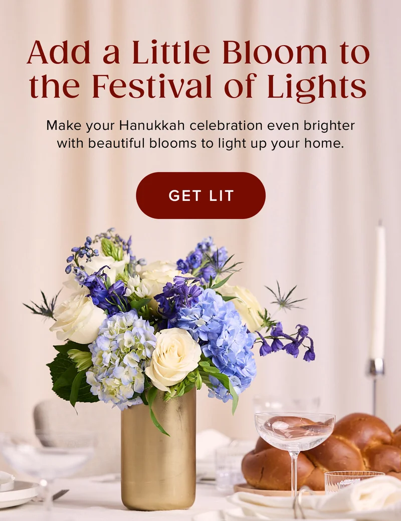 Add a Little Bloom to the Festival of Lights. Make your Hanukkah celebration even brighter with beautiful blooms to light up your home. GET LIT