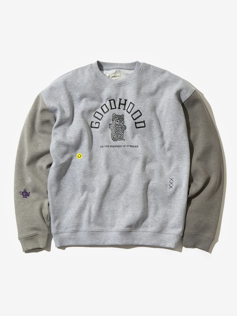 Image of Goodhood Worldwide Teddy Crew Sweat - Grey Marl