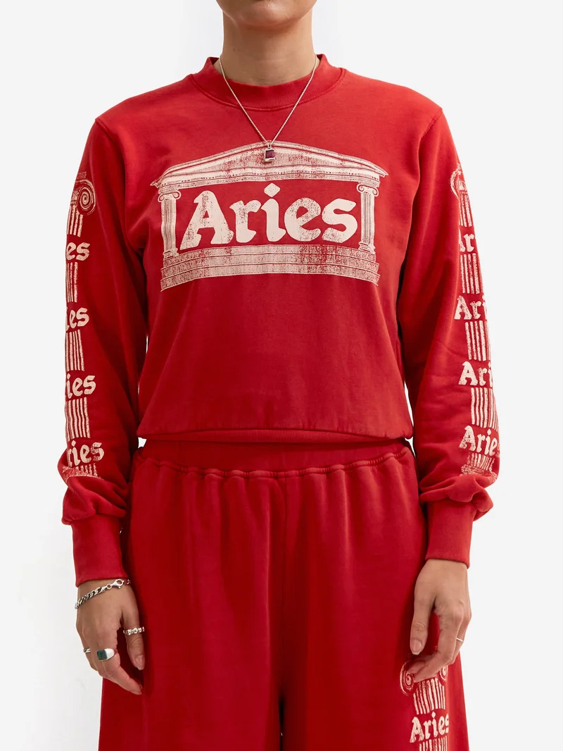 Image of Aries Aged Ancient Column Sweatshirt W - Red