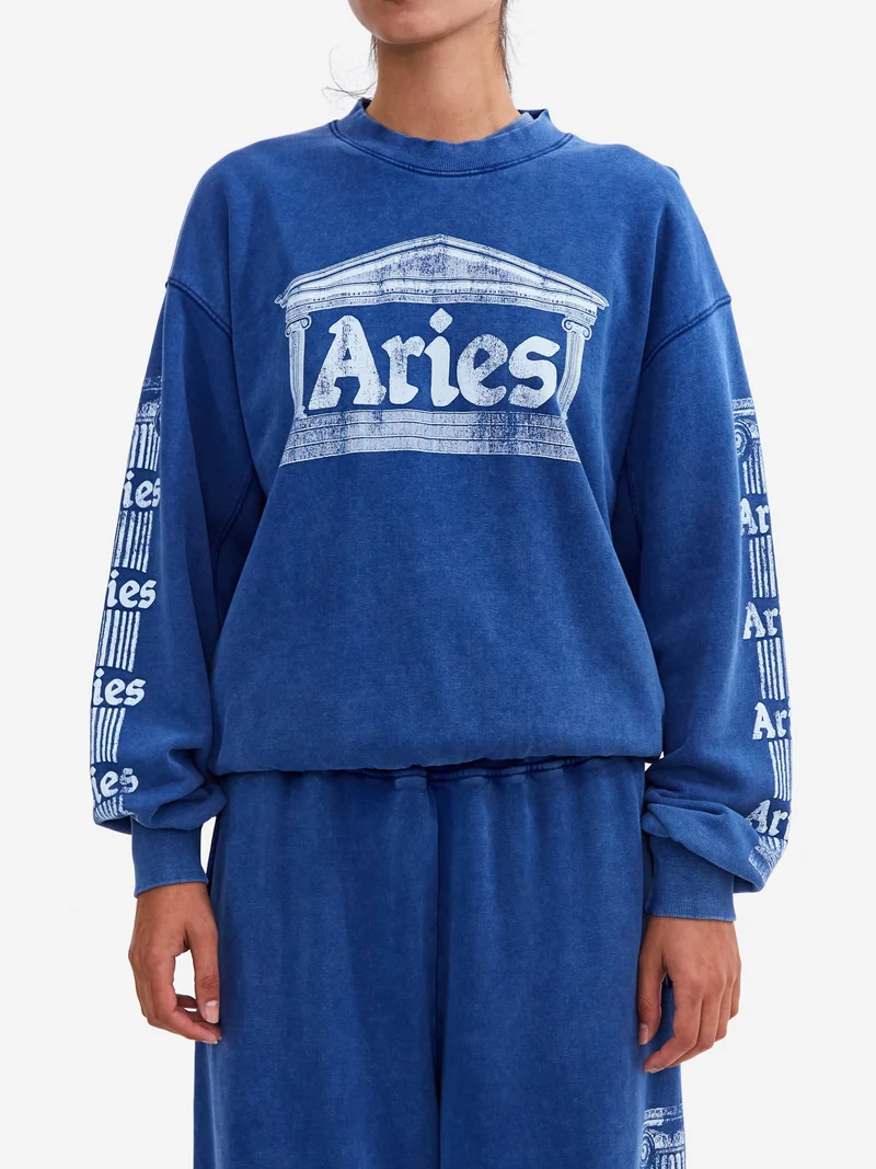 Image of Aries Aged Ancient Column Sweatshirt - Blue