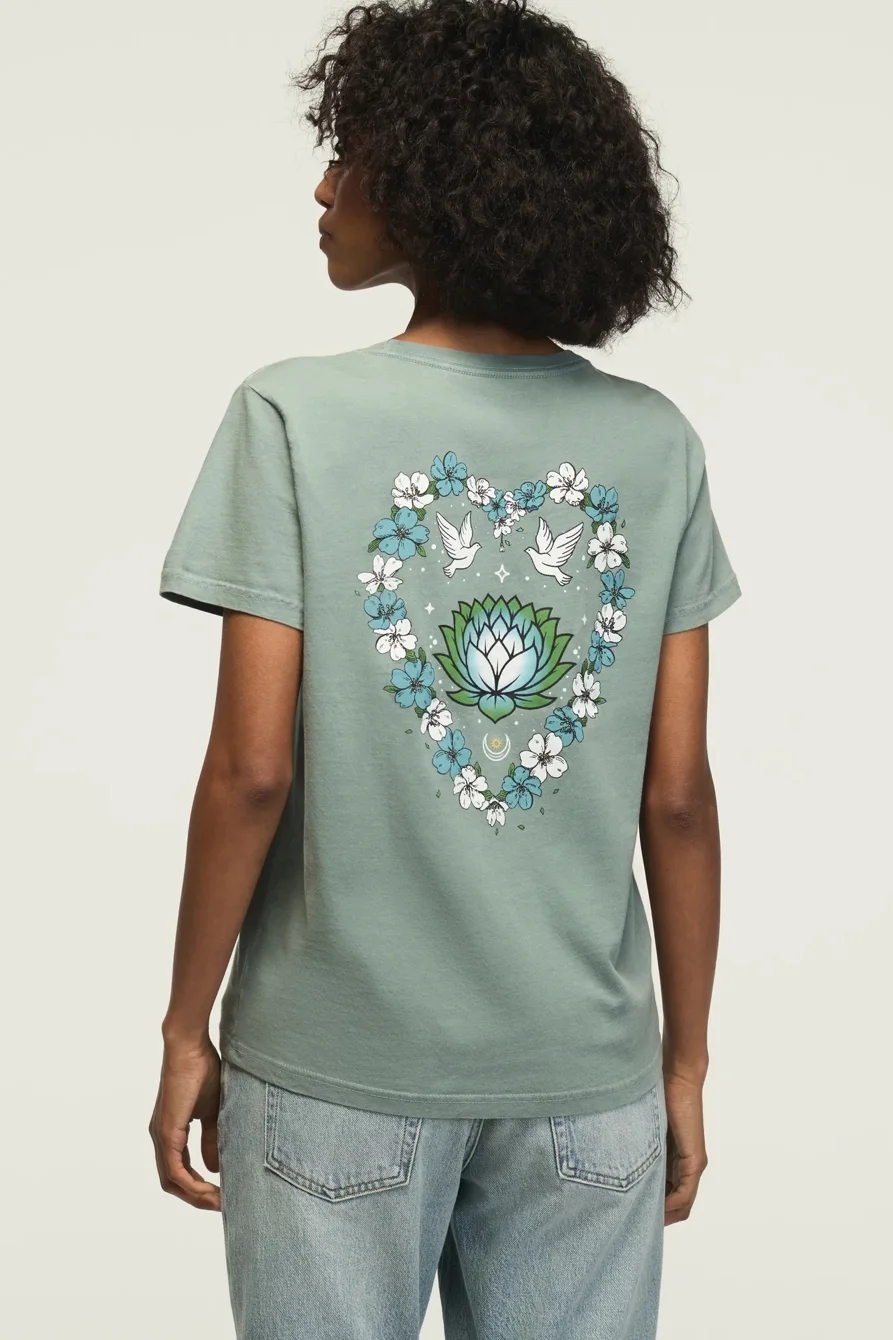 Image of Lucky Brand Heart Lotus Classic Crew in Trellis